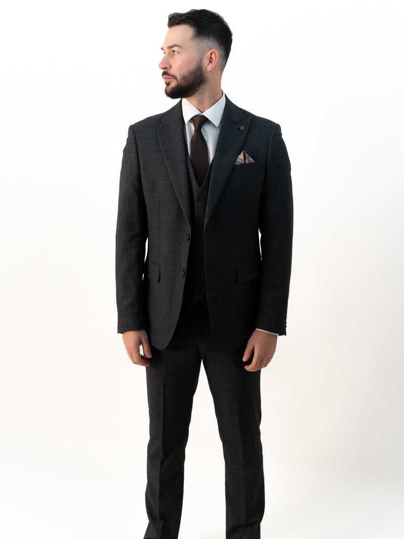 Paolo Charcoal Double Breasted Three Piece Suit