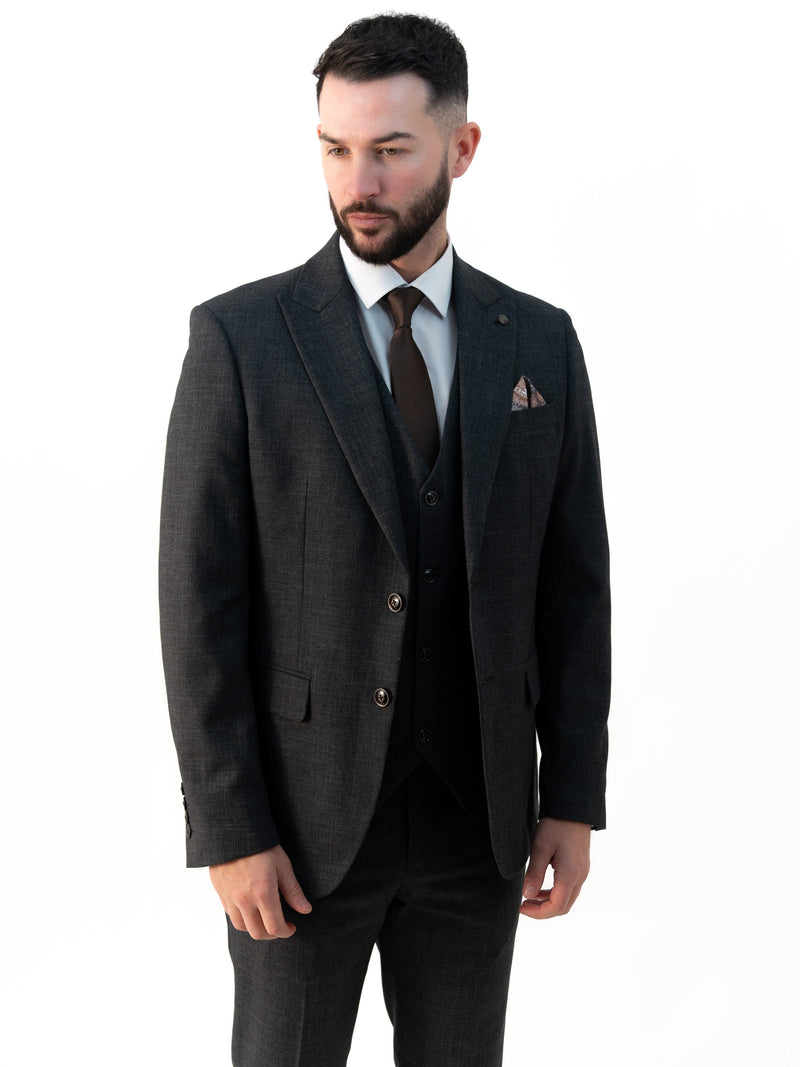 Paolo Charcoal Double Breasted Three Piece Suit