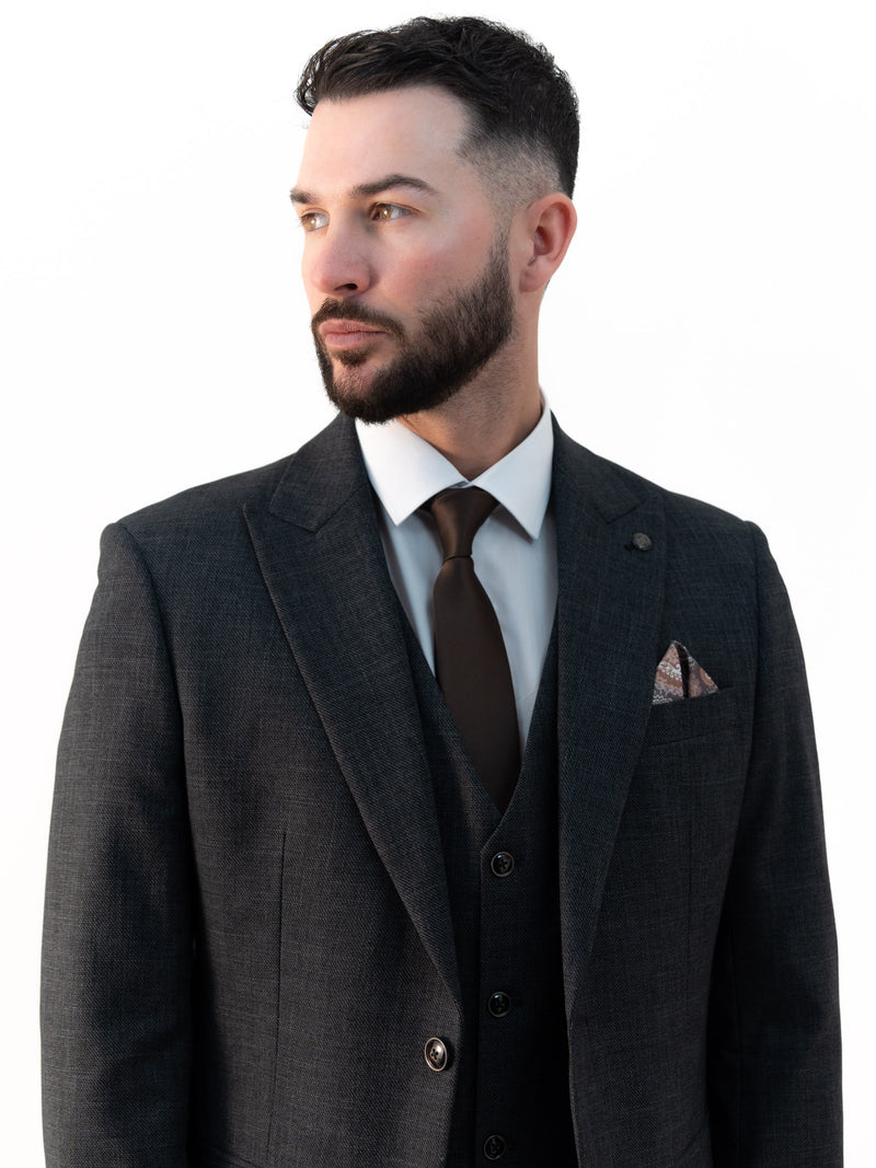 Paolo Charcoal Double Breasted Three Piece Suit