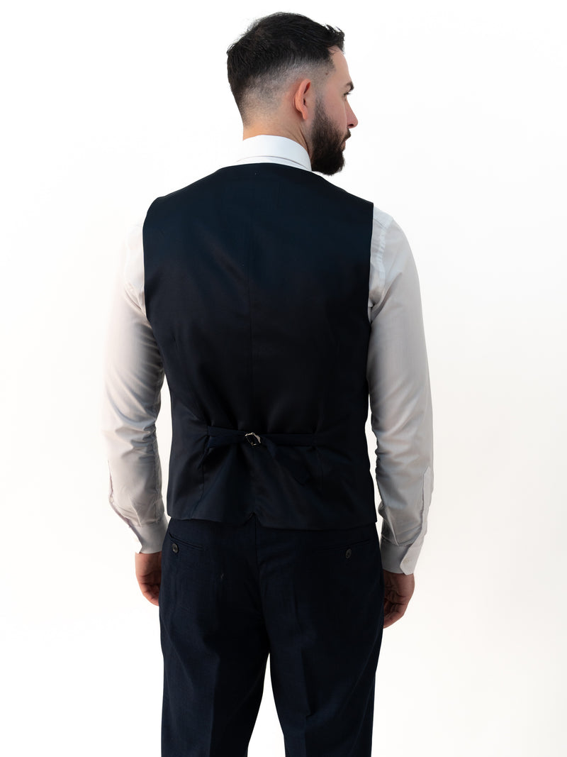 Paolo Navy Blue Double Breasted Three Piece Suit