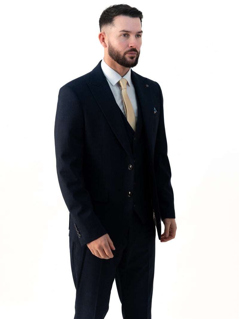 Paolo Navy Blue Double Breasted Three Piece Suit