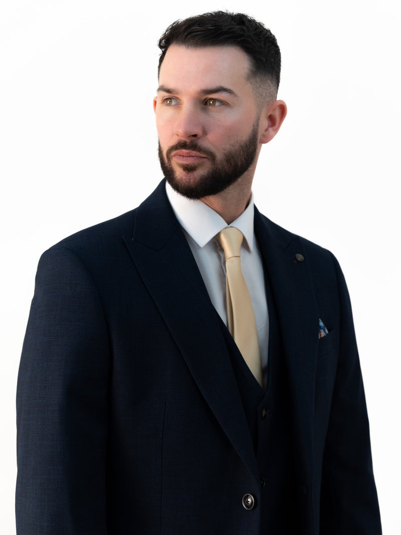 Paolo Navy Blue Double Breasted Three Piece Suit