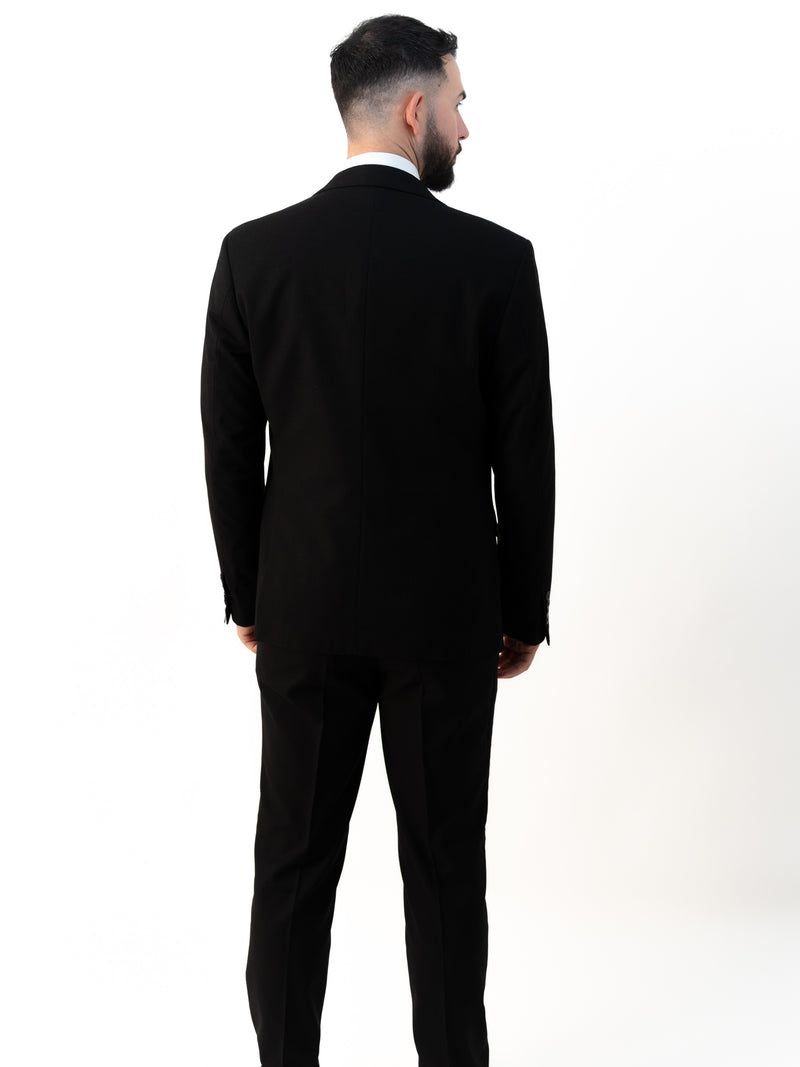 Paolo Black Double Breasted Three Piece Suit