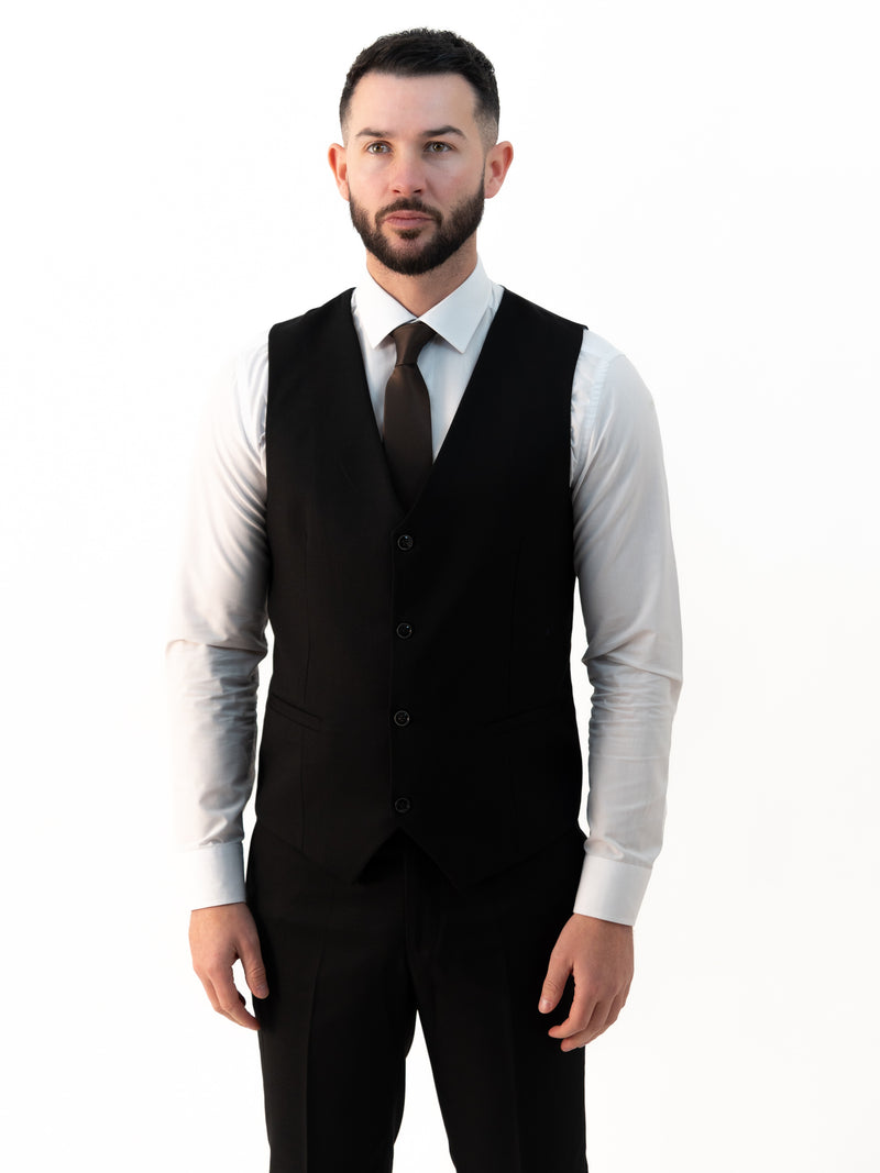 Paolo Black Double Breasted Three Piece Suit