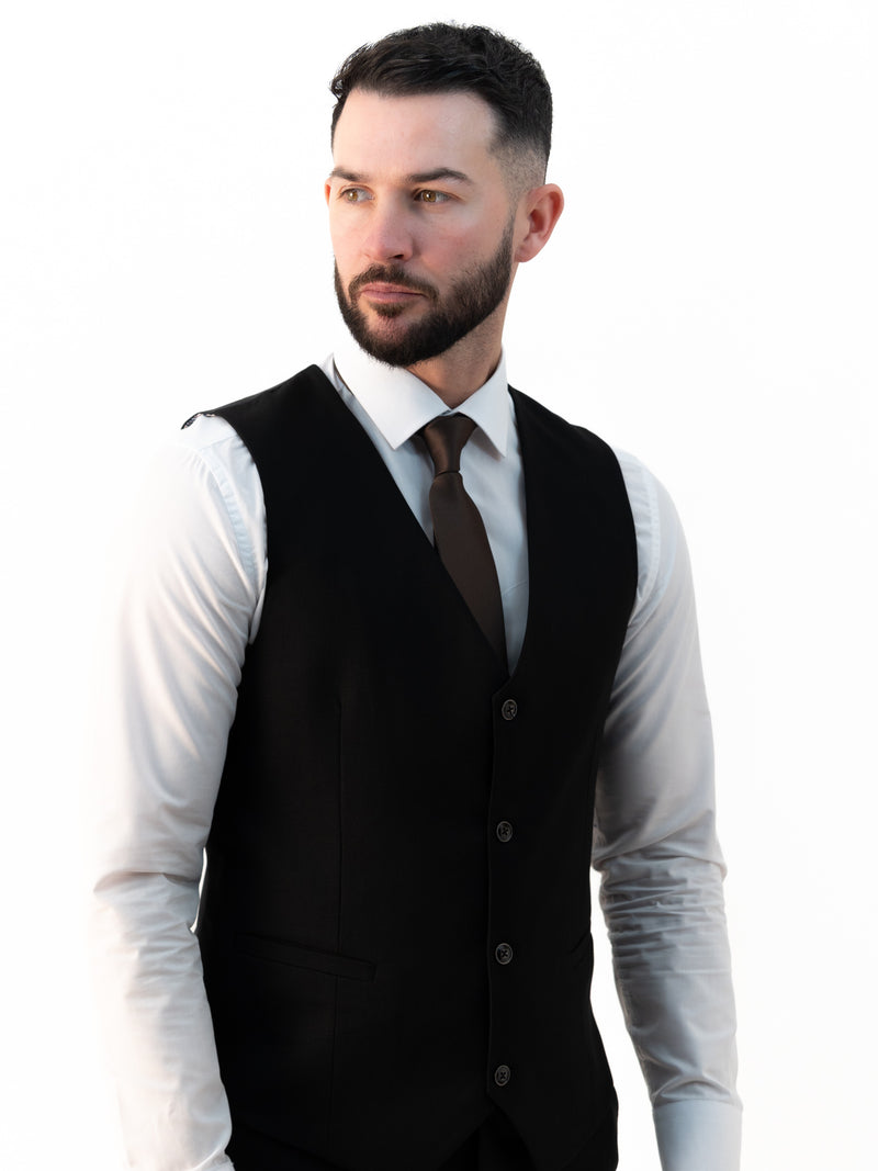 Paolo Black Double Breasted Three Piece Suit