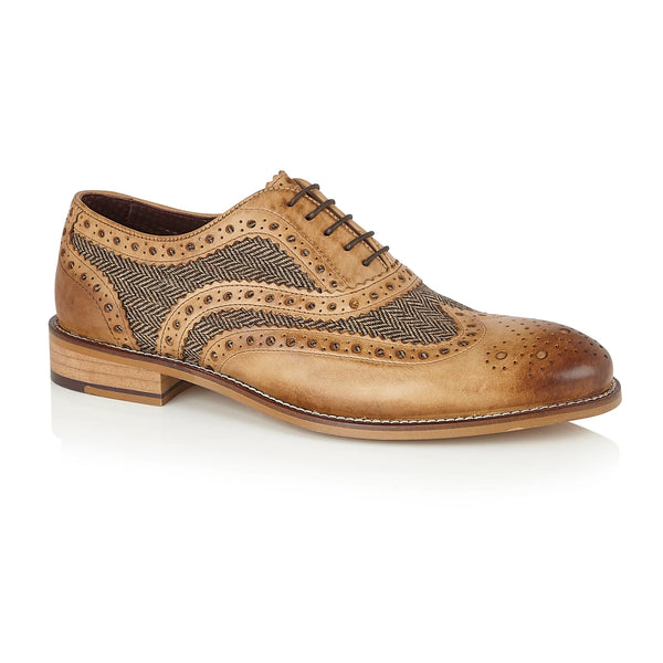 Gatsby Leather Brogue Tan Tweed