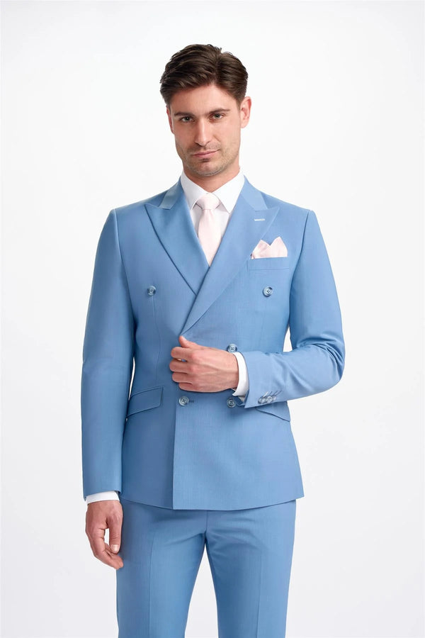 Bond Ocean Blue Double Breasted Two Piece Suit