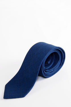 George Blue Check Tie - Mens Tweed Suits