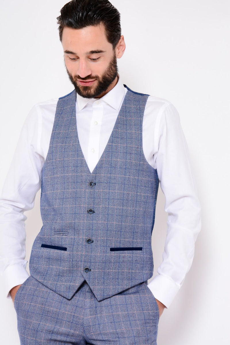 Harry Blue Tweed Waistcoat :-Tweed Waistcoat - Mens Tweed Suits | Jacket | Waistcoats
