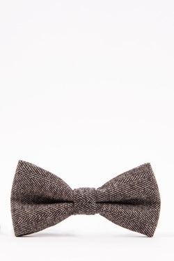 RAYFORD – Tan Herringbone Tweed Bow Tie | Marc Darcy - Mens Tweed Suits