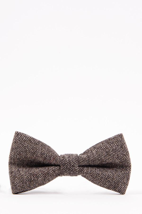 RAYFORD – Tan Herringbone Tweed Bow Tie | Marc Darcy - Mens Tweed Suits