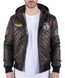 • Mens Hooded Bomber Jacket Lightweight Quilted Diamond Stitching • Classic Bomber Jacket With Pull String Hood & Badge Design • Light Weight Jacket Perfect For All Seasons • Elasticated Cuffs & Waist Material: 100% Polyester