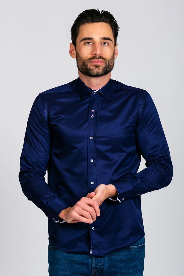 Mens Navy Long Sleeve Shirts | Mens Tweed Suits | Marc Darcy Suits