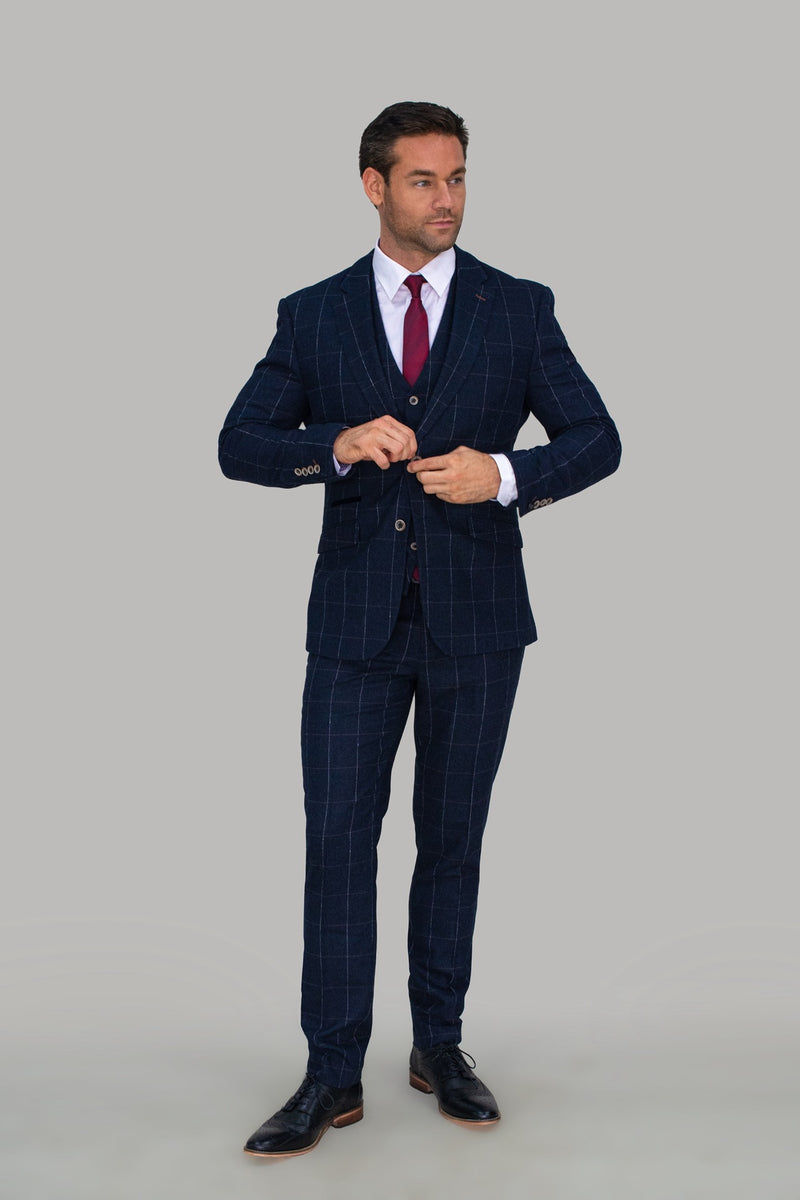 Angels Navy Check Blazer - Mens Tweed Suits | Jacket | Waistcoats