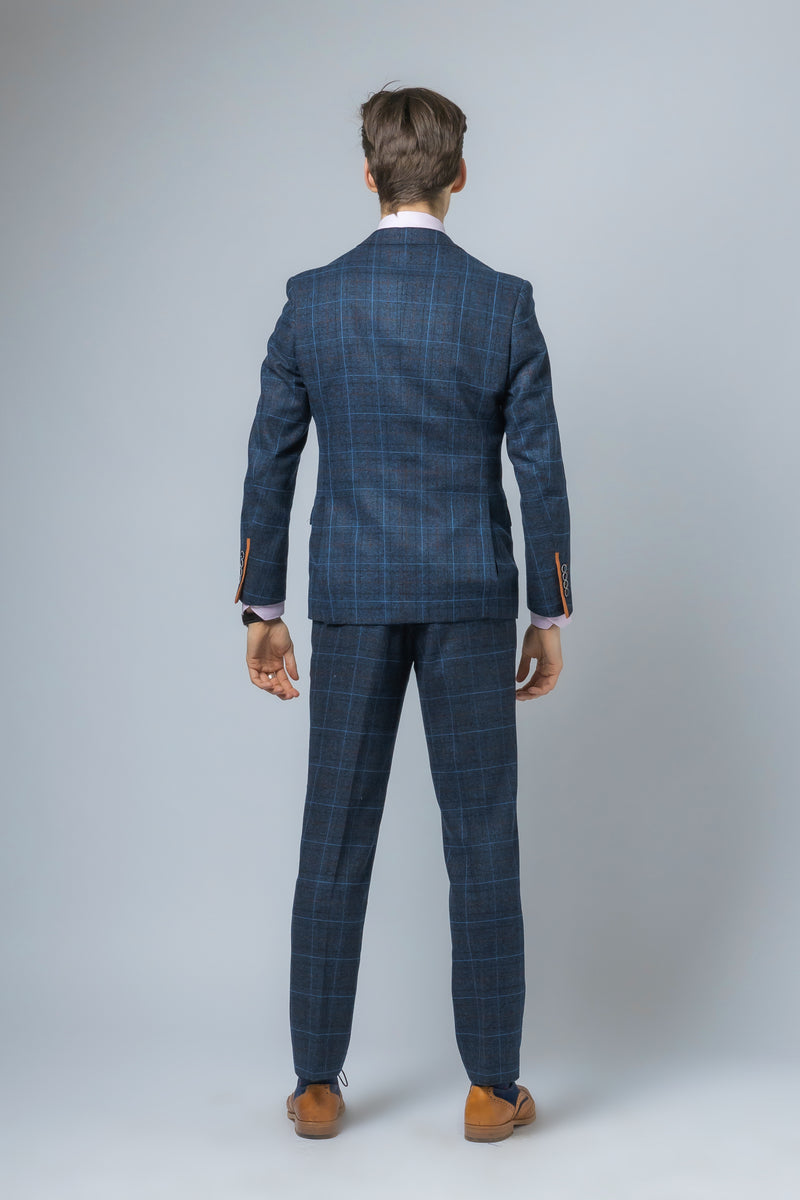 Mens Navy Tweed Check 3 Piece Suit | Robert Simon Suits | Mens Tweed Suits | Office Wear | Office Wear | check suit'