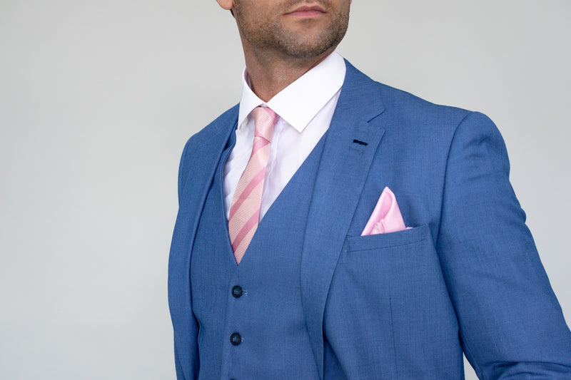 Men's Slim Fit Formal Suit 3 Piece Wedding Business Blue Jay Suit RRP £  219.97