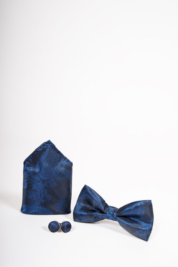 Navy Paisley Bow Tie Sets | Wedding Bow Ties & Accessories | Mens Tweed Suits