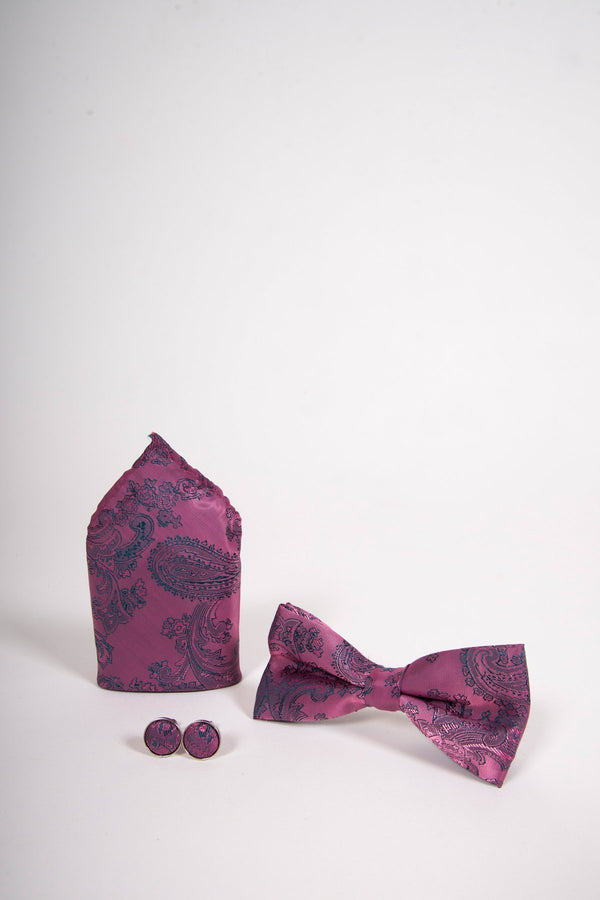 Pink Paisley Bow Tie Sets | Wedding Bow Ties & Accessories | Mens Tweed Suits