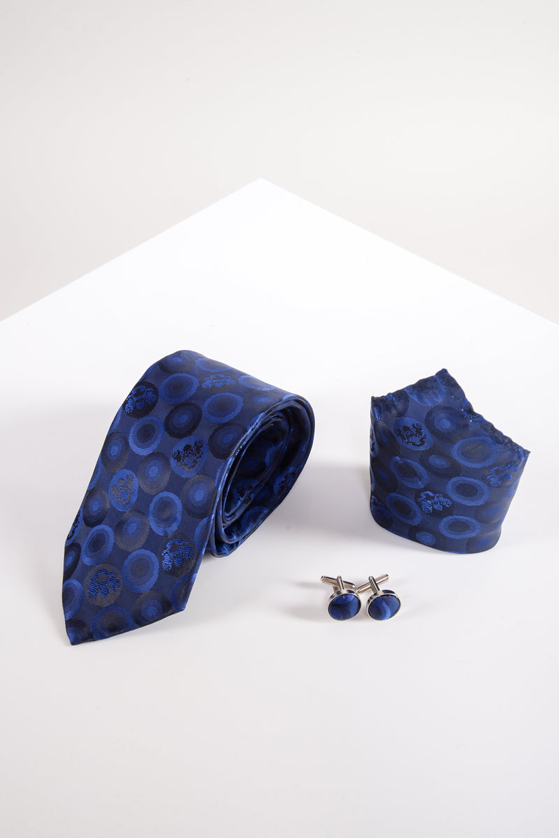 Bubble Navy Tie, Cufflink and Pocket Square - Mens Tweed Suits | Jacket | Waistcoats