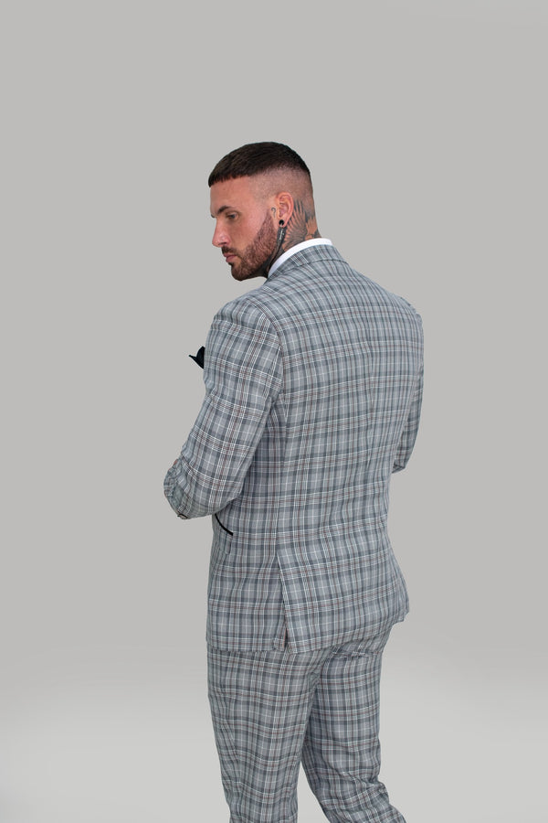 Callie Grey Check Skinny Three Piece Suit :- Check Suit - Mens Tweed Suits | Jacket | Waistcoats | Check Suit | Office Wear