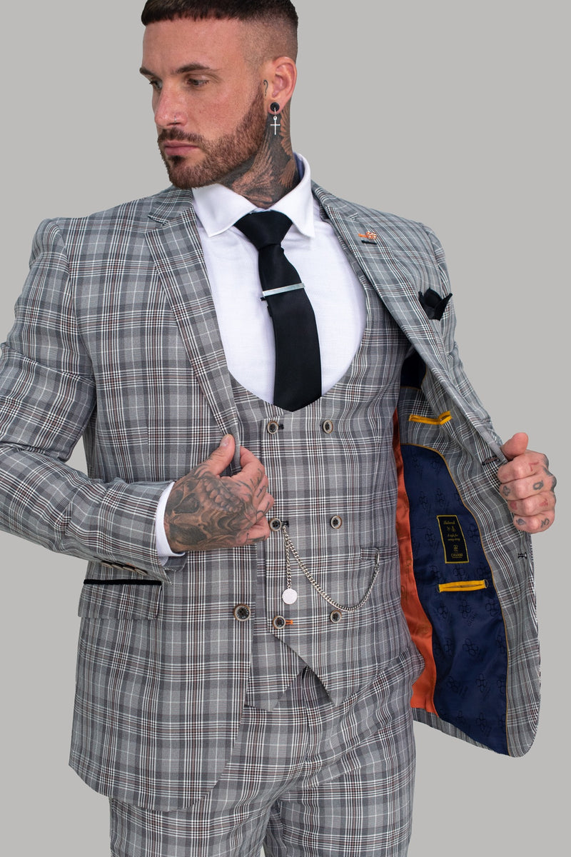 Buy ARROW Grey Mens Notched Lapel Check 3 Piece Suit | Shoppers Stop