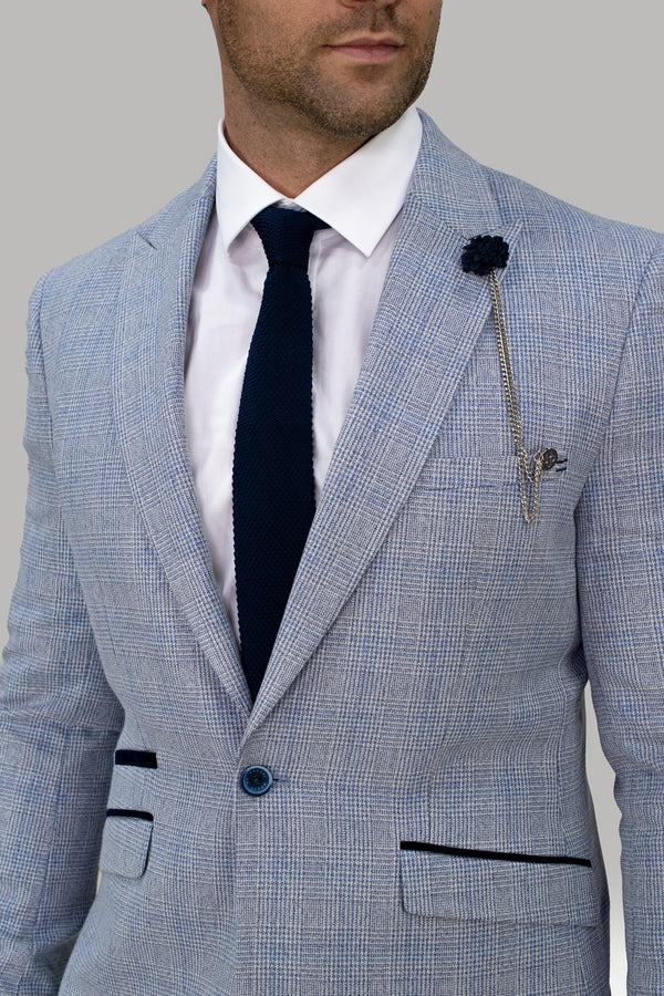 Caridi Slim Fit Sky Check Three Piece Suit :- Check Suit :- Office Wear - Mens Tweed Suits | Jacket | Waistcoats | Office Wear | check suit | Office Wear | check suit