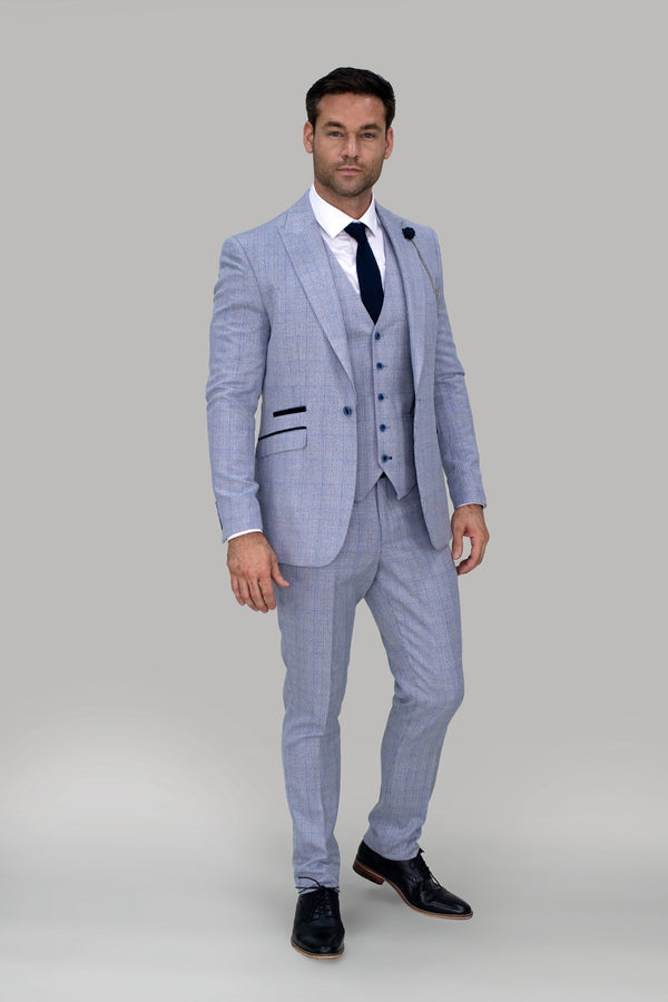 Caridi Slim Fit Sky Check Three Piece Suit :- Check Suit :- Office Wear - Mens Tweed Suits | Jacket | Waistcoats | Office Wear | check suit