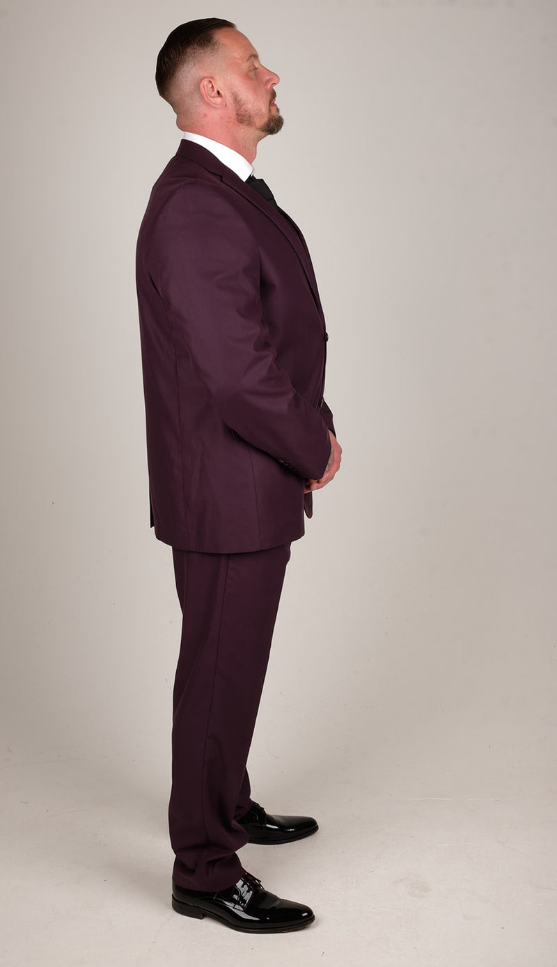 • Mens 3 Piece Smart Formal Occasional Suit Finished in Classic Purple Colour • This Suit Comes Complete With Waistcoat, Trousers & Blazer Jacket! • Perfect Suit To Be Worn For Any Smart Formal Occasion Such As Weddings, Proms, Parties or Work • Made From Light Weight Premium Wool Textured Polyester Fabric, Tailored Fit (in between slim & regular fit), True To Size - Party Wear | Office Wear