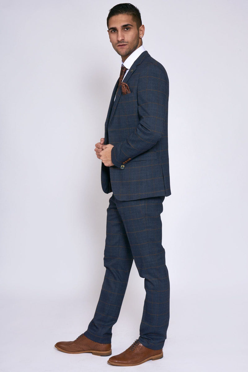 Blue Check Wedding Suits | Mens Navy Wedding Suits ! Mens Tweed Suits 