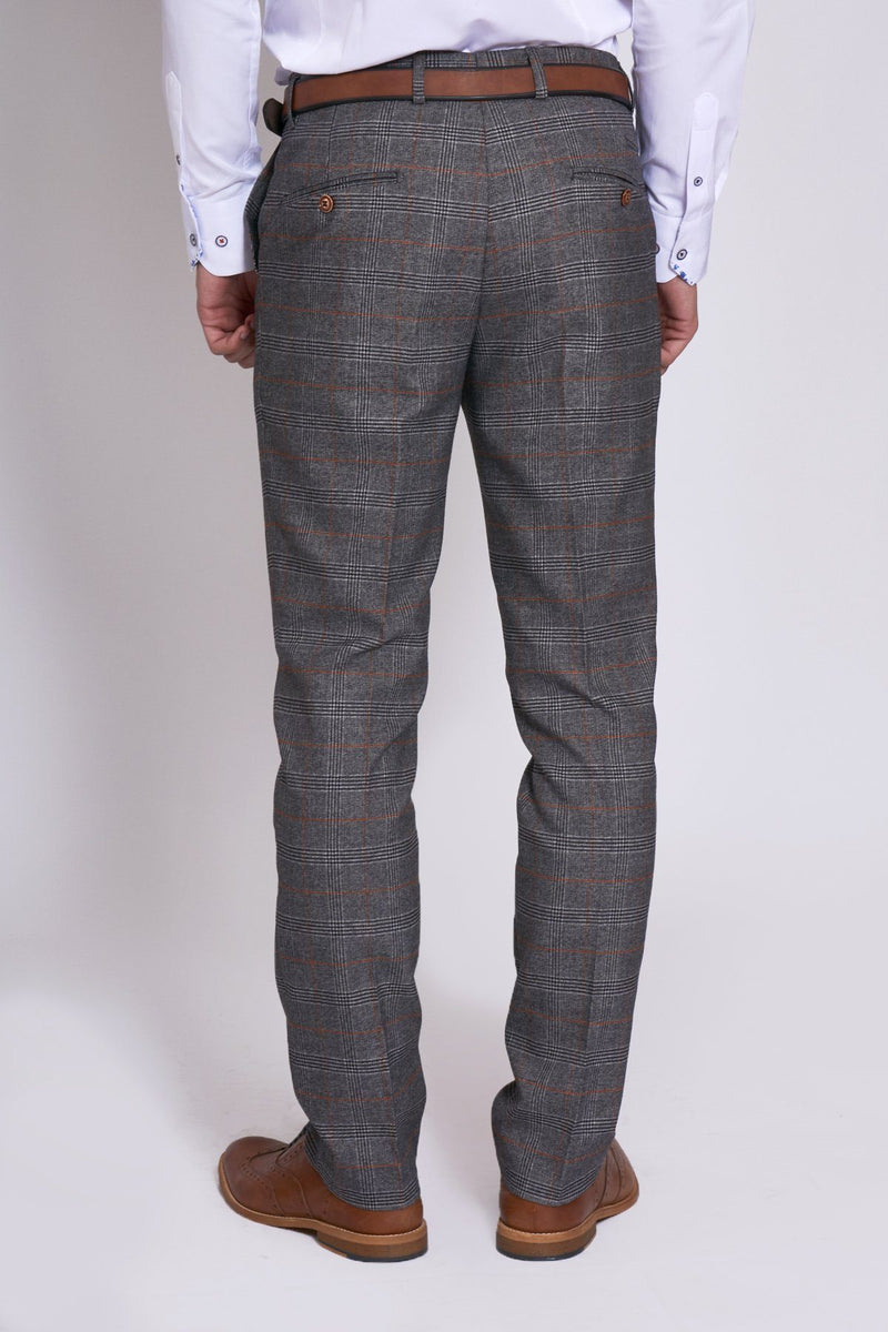 Jenson Grey Check Trousers | Marc Darcy - Mens Tweed Suits | Wedding Wear | Party Wear | Office Wear