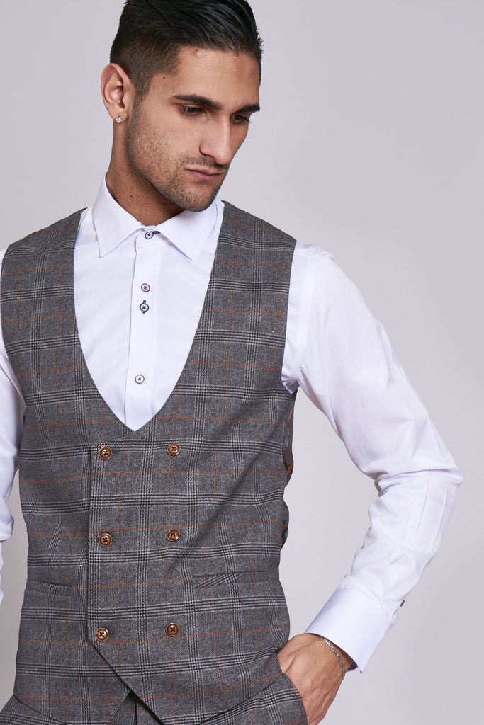 Grey Tweed Waistcoats Mens Tweed Waistcoats Check Waistcoat Marc Darcy Menswear