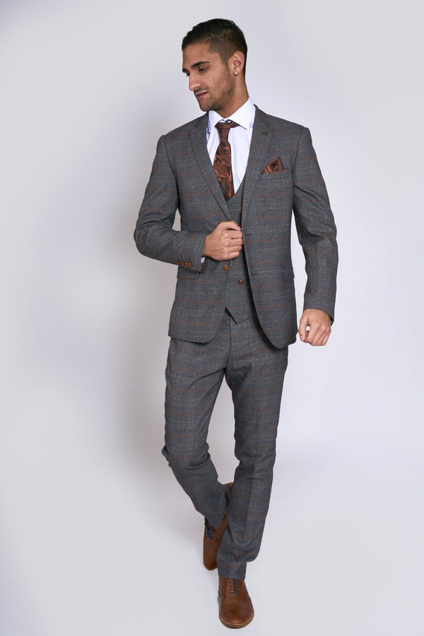 Jenson Grey Check Wedding Suit - Mens Tweed Suits| Wedding Suit | Office Wear
