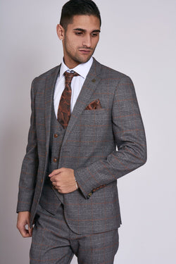 Jenson Grey Check Blazer | Marc Darcy - Mens Tweed Suits  | Check Blazer | Office Wear
