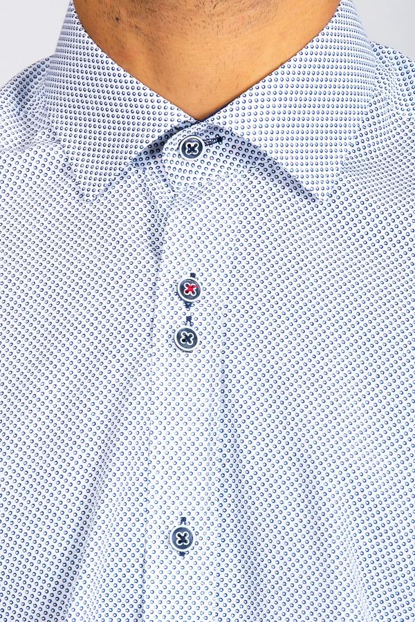 FRED - Navy Circle Print Long Sleeve Shirt | Marc Darcy - Mens Tweed Suits