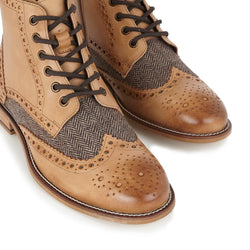London Brogues Tan Tweed Boots | Mens Tweed Shoes | Mens Tweed Suits | Mens And Boys Shoes