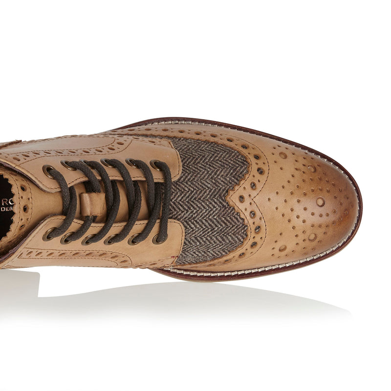 London Brogues Tan Tweed Boots | Mens Tweed Shoes | Mens Tweed Suits | Mens And Boys Shoes