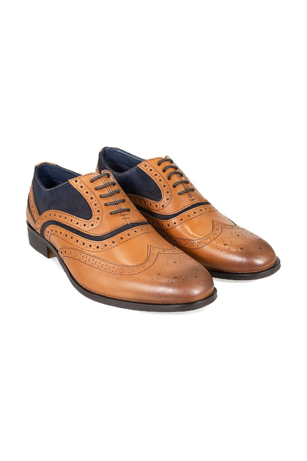 We are proud to introduce our new premium quality signature range! They say you can tell a lot from a gentleman's shoes, add the finishing touch to your formal style with a twist of tan leather and navy suede, with our stunning new Harry signature shoes. - Formal Shoes
