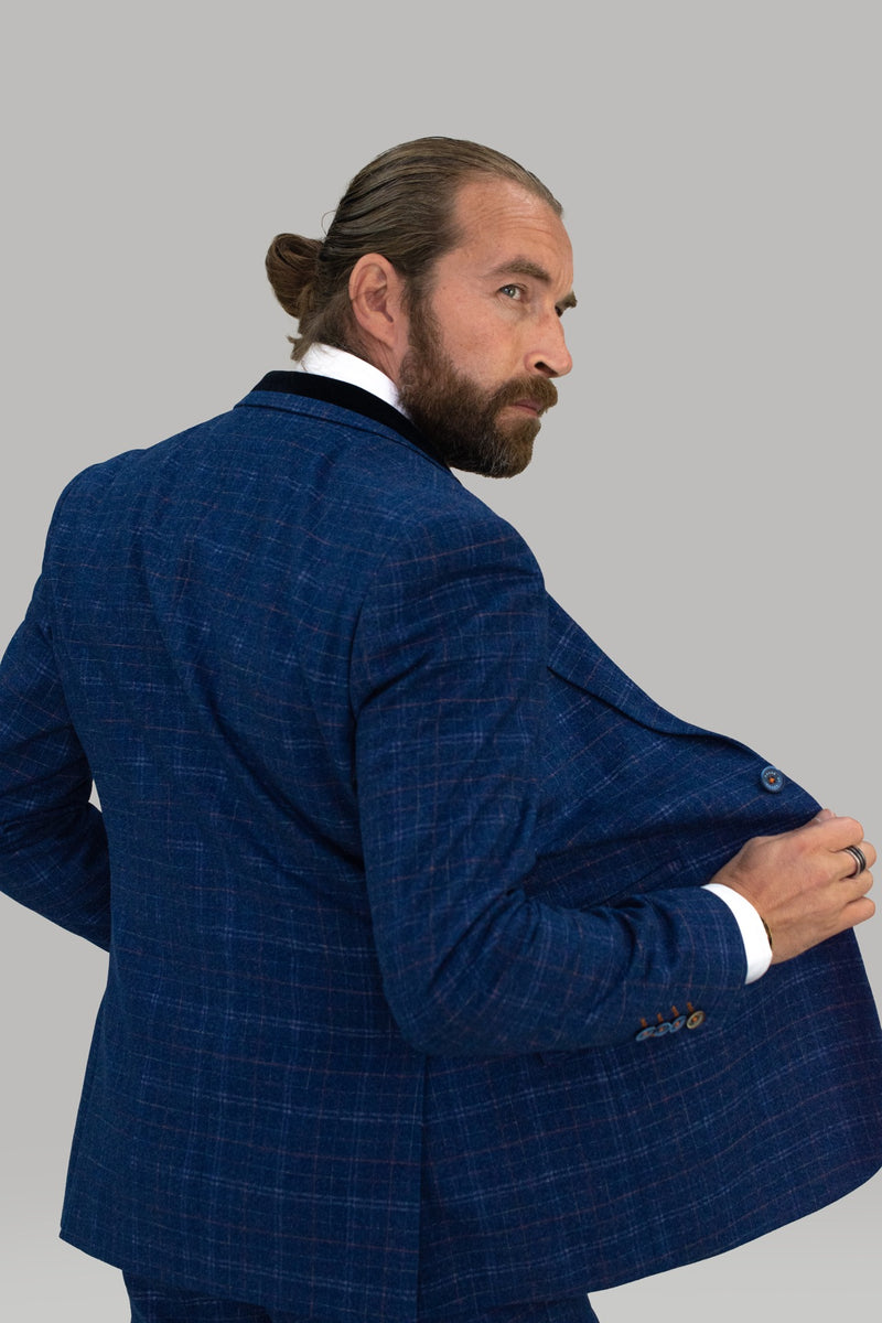 Kaiser Blue Tweed Slim Fit Blazer - Mens Tweed Suits | Jacket | Waistcoats