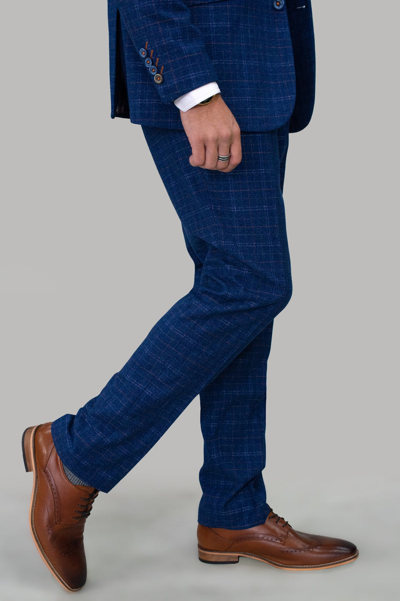 Kaiser Blue Slim Fit Trousers - Mens Tweed Suits | Jacket | Waistcoats