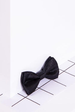 Childrens Black Paisley Print Bow Tie - Mens Tweed Suits