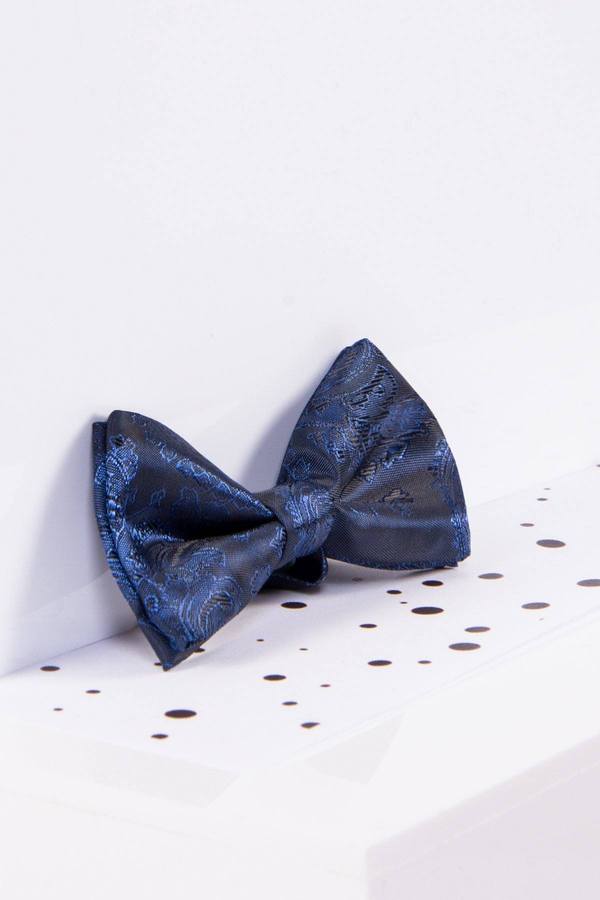 Childrens Navy Paisley Print Bow Tie - Mens Tweed Suits