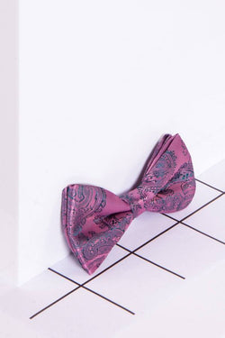 Childrens Pink Paisley Print Bow Tie - Mens Tweed Suits