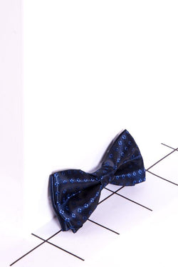Childrens Navy Spot Print Bow Tie - Mens Tweed Suits
