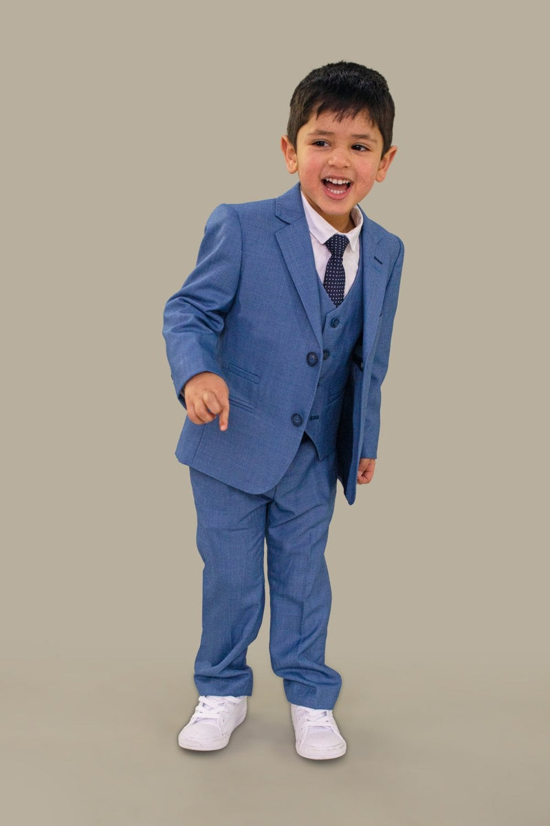 Children's Navy Tweed Check Three Piece Suit – Marc Darcy