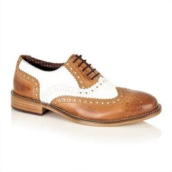 Boys Tan and White Leather Brogues | Boys Footwear | Boys Shoes | Mens Tweed Suits | Mens And Boys Shoes