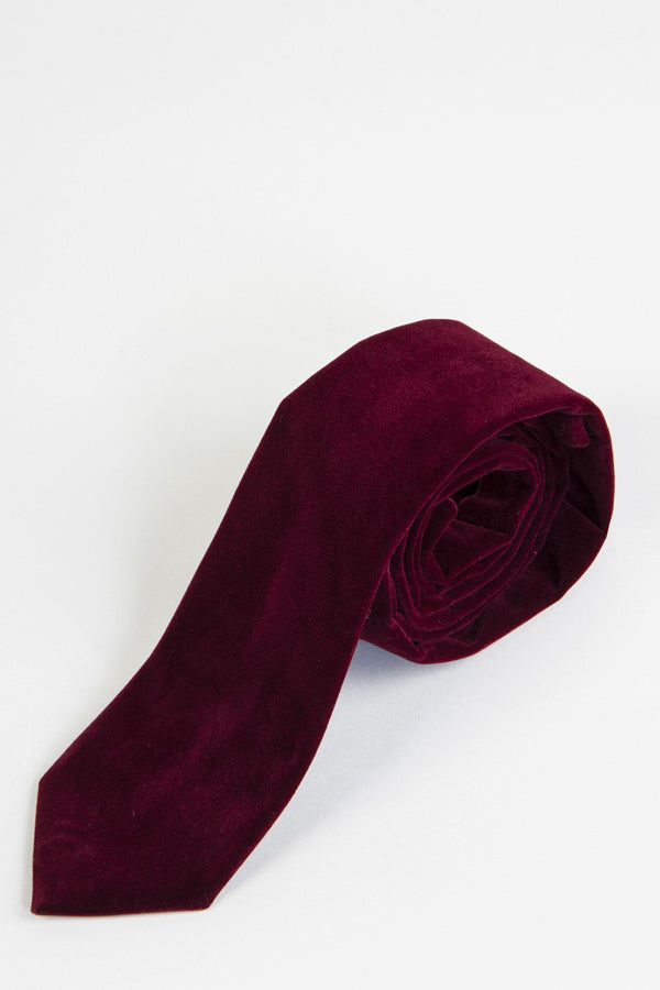 Velvet Red Tie - Mens Tweed Suits
