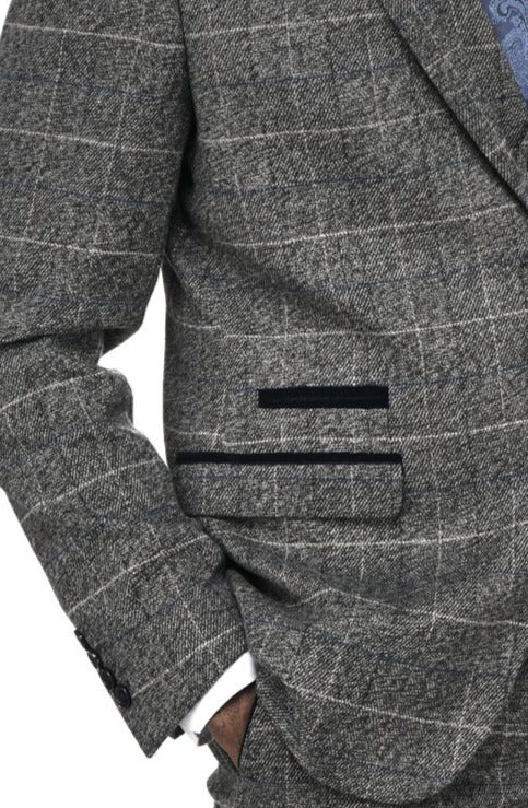 Grey Tweed Check Blazer | Scott Grey Marc Darcy Blazer | Mens Tweed Suits | Check Blazer | Office Wear
