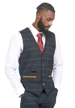 DION  Blue Tweed Check Suit  Kelvin Stone Waistcoat  Marc Darcy