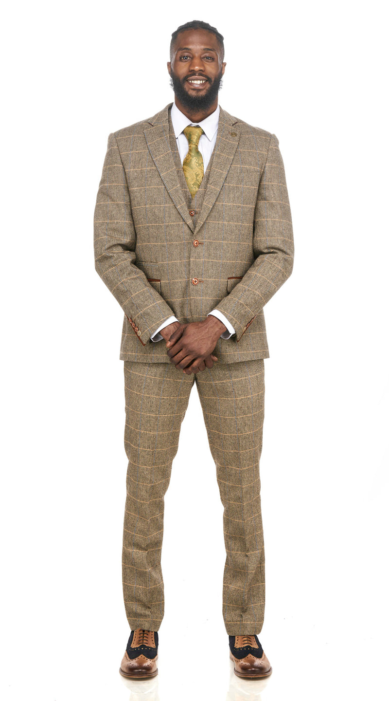 Brown Tweed Check Wedding Suits  | Mens Tweed Suits | Marc Darcy Suits | Wedding Suit | Father & Son Suit