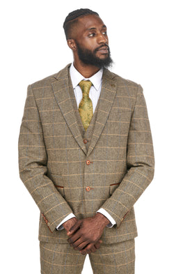 Brown Tweed Check Blazer |  Mens Tweed Jackets | Mens Tweed Suits | Marc Darcy Menswear | Check Suit | Wedding Wear | Office Wear